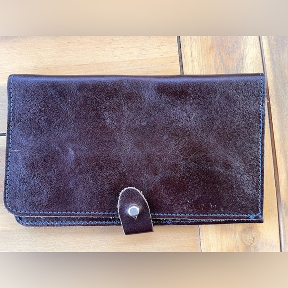 Brown Leather Checkbook Wallet By Dean. - Picture 1 of 5